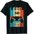 thumbnail image 1 of Level 50 Unlocked Birthday Funny Video Gamer 50th Birthday T-Shirt, 1 of 3