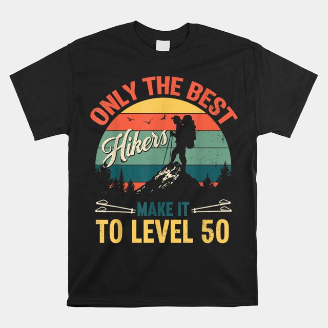 Level 50 Year Old Hiker Vintage 50th Birthday Shirt