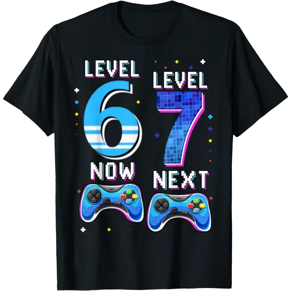 Level 6 Now Level 7 Next 6th Birthday Gamer Gift for Kid Boy T-Shirt