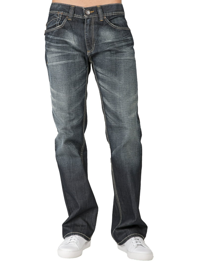 Level 7 Men's Relaxed Faded Black Jeans with Blizzard Wash