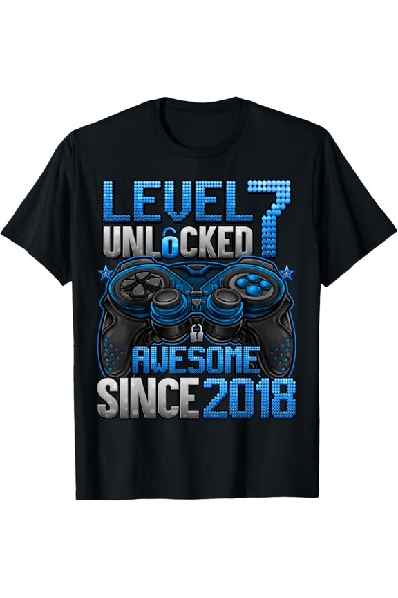 Level 7 Unlocked 7 Year Old Gifts For s 7Th Birthday Unisex T-Shirt S-5XL Best Birthday Gifts