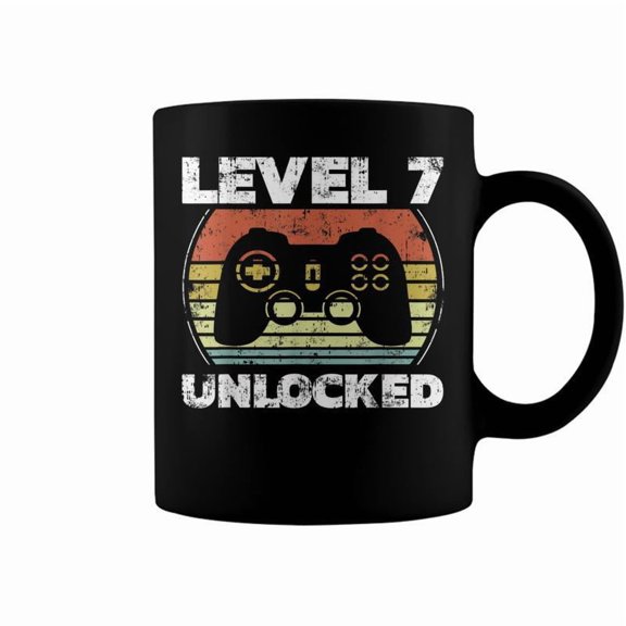 Level 7 Unlocked Funny Video Gamer 7Th Birthday V2 Coffee Mugs