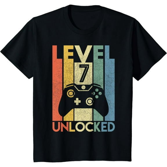 Level 7 Unlocked Shirt Funny Video Gamer 7th Birthday Gift T-Shirt