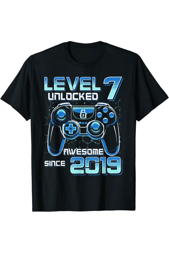 Level 7 Unlocked Video Game Party 7Th Birthday Gamer Boys T-Shirt