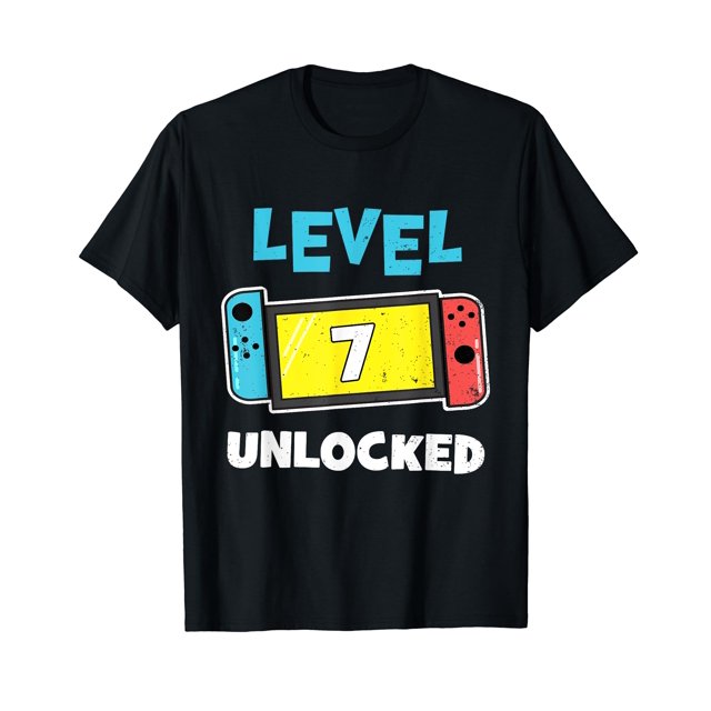 Level 7 unlocked Gamer 7th Birthday Gift Video Game lovers TShirt
