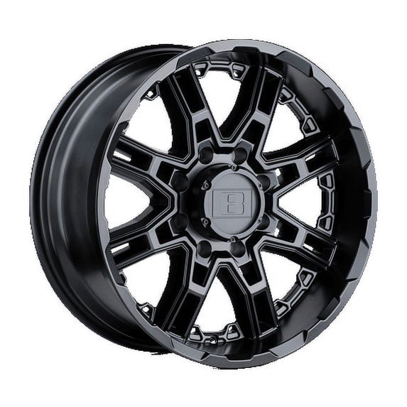 Level 8 Aluminum Rim SLINGSHOT 18X9in Matte Black Finish, 1890LST008165M25