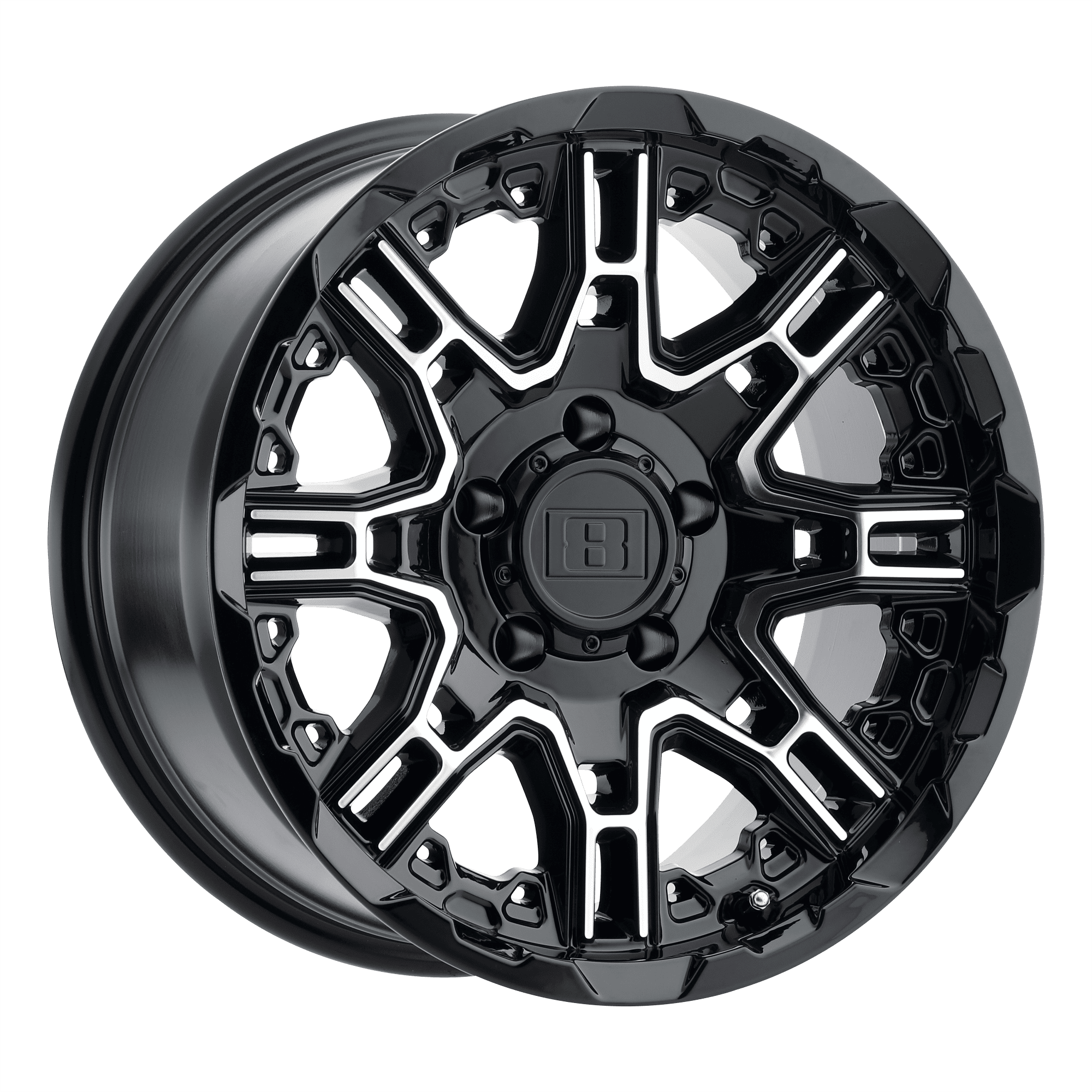 Level 8 Slingshot 20X9 8X165.1 0Et 125.1Cb Gloss Black W/ Machined Face Wheel
