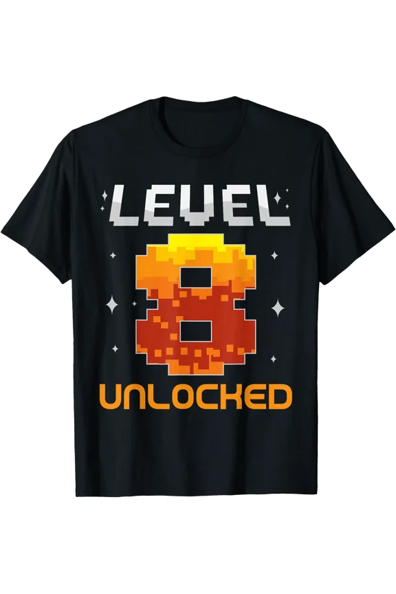 Level 8 Unlocked 8Th Birthday Eight Years Old Gamer Gaming T-Shirt