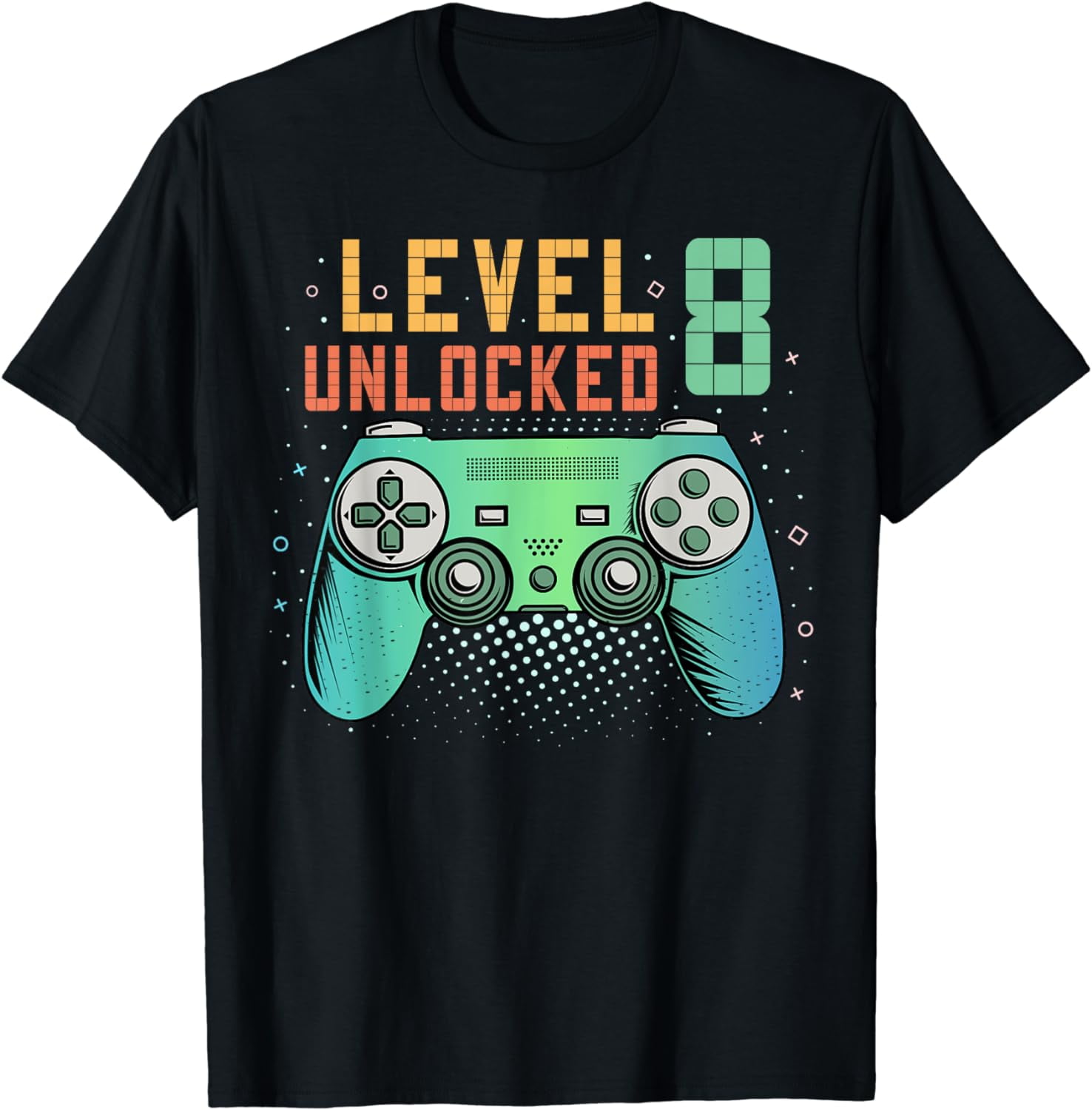 Level 8 Unlocked 8th Birthday Gamer Gifts 8 Year Old Boys T-Shirt ...