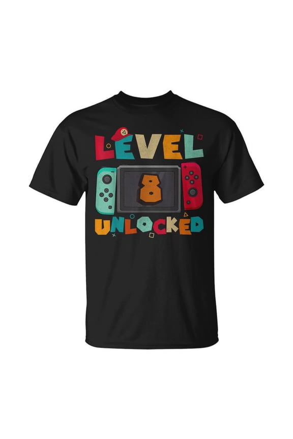 Level 8 Unlocked Gaming Birthday Boys Kid 8Th Birthday Gamer TShirt
