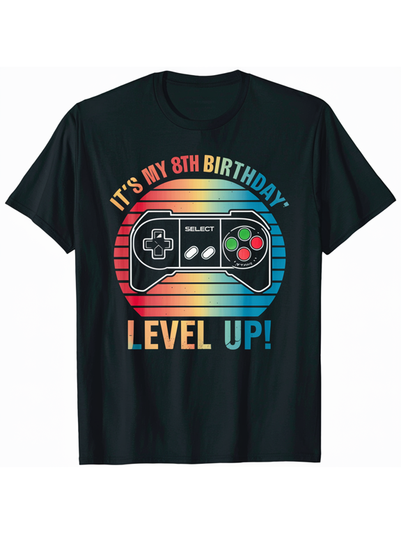 Level 8 Unlocked Shirt Funny Video Gamer 8th Birthday Gift T-Shirt