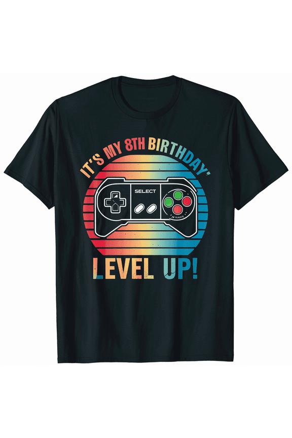 Level 8 Unlocked Shirt Funny Video Gamer 8th Birthday Gift T-Shirt