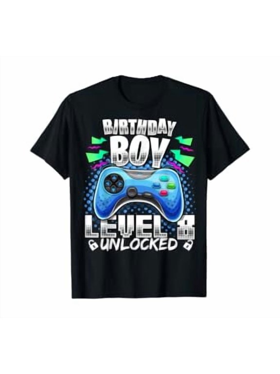 Level 8 Unlocked Video Game 8Th Birthday Gamer B T-Shirt