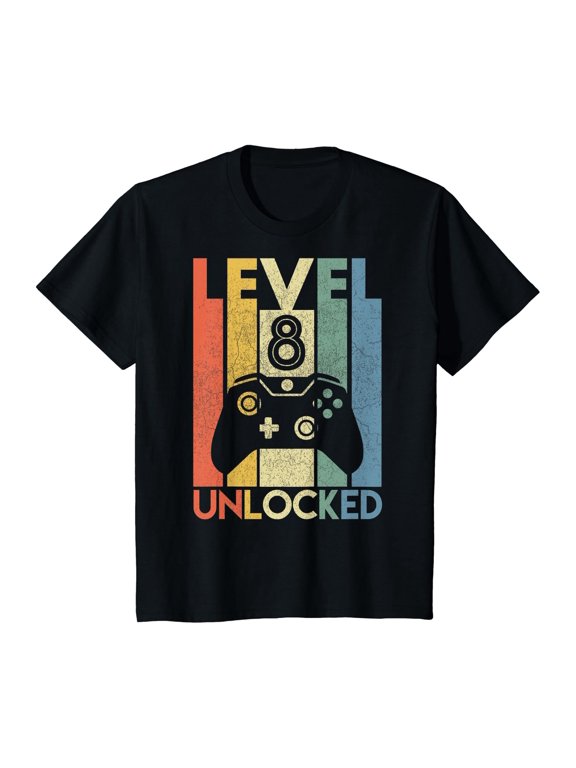 Level 8 Unlocked Video Gamer 8Th Birthday T-Shirt