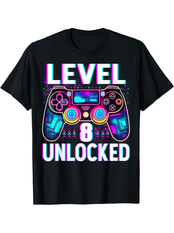 Level 8 Unlocked Video Gamer Geek 8Th Birthday T-Shirt