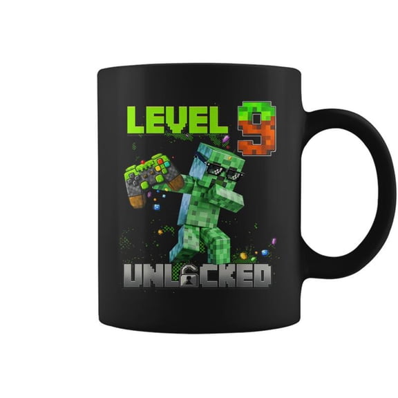 Level 9 Unlocked Funy Birthday Boy Pixel Gamer 9Th Birthday Coffee Mugs