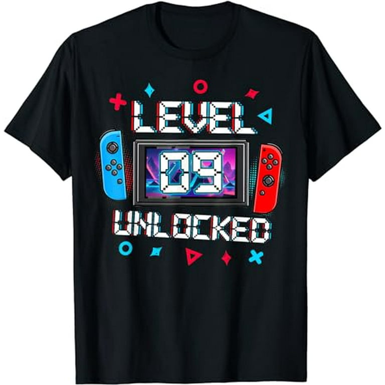Level 9 Unlocked Video Game 9th Birthday Gamer Gift Boys T-Shirt Level 9 Unlocked Video Game 9th Birthday Gamer Gift Boys T-Shirt