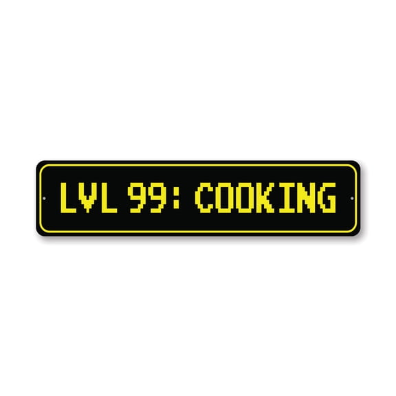 Level 99 Cooking Skill Aluminum Metal Decor Sign - 4x18 inches