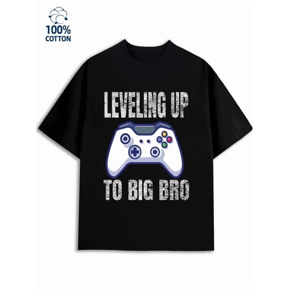 Level Up Bro Tee mens game 180G 100% Cotton black interesting game Retro Unisex Shirt Crewneck tshirts Basic Unisex Shirt Short Sleeve tshirts Funny Unisex Shirt Cotton tshirts