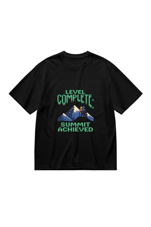Level Complete, Summit Achieved, Mountain Print 1, T Shirt for Men, Vintage Graphic Tees Men, 23806793,S