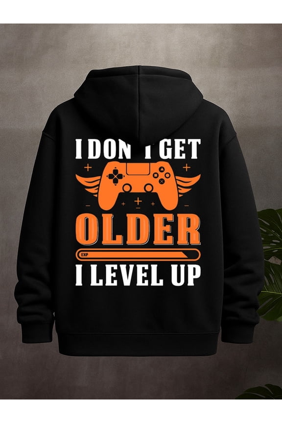 Level Up Gamer funny hoodies game men graphic hoodies black Drawstring Comfortable Oversized Hooded Pullover Sweatshirt casual funny comfortable merch funny Casual Unisex hoodie