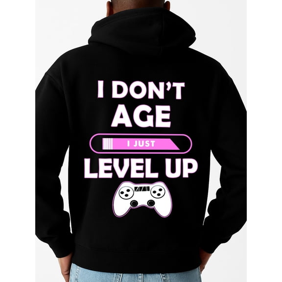 Level Up Gamer funny hoodies games mens funny hoodies black Comfy Loose Drawstring Trendy Hooded Pullover,Clothing For Autumn Winter funny game over merch