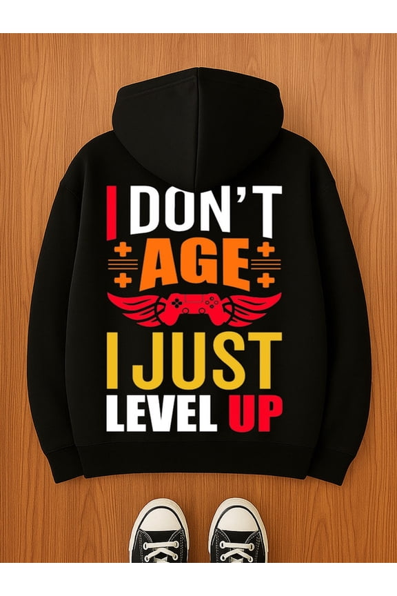 Level Up Hoodie hoodies games men's hoodies black For Winter Casual Daily Wear autumn funny gift funny gift high quality graphic aesthetic game over interesting Retro Unisex hoodie