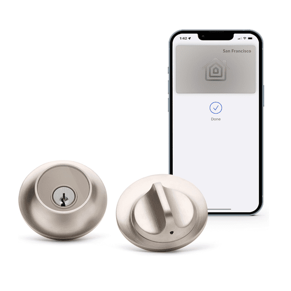 Level Lock+ Connect Wi-Fi Smart Lock Deadbolt with Apple Home Key, Satin Nickel