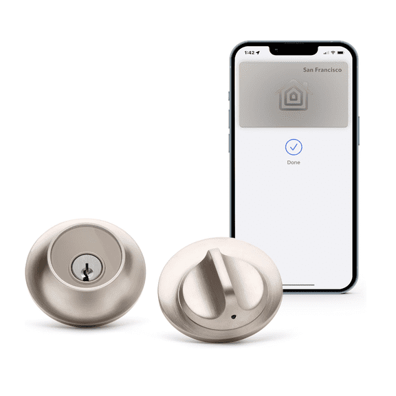 Level Lock+ Connect Wi-Fi Smart Lock Deadbolt with Apple Home Key, Satin Nickel