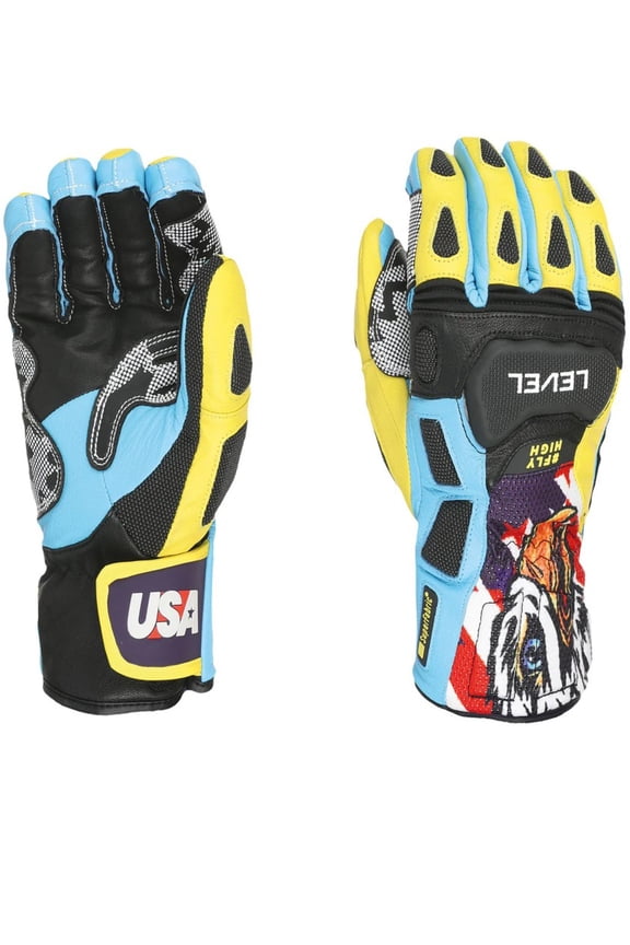 Men's Yellow Sq Graphic Print Gloves Multicolor