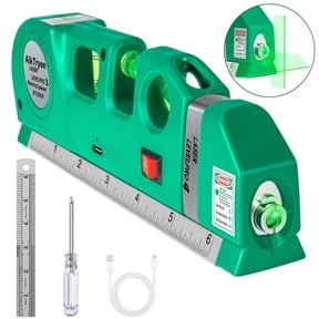 AikTryee Self-Leveling Green Laser Level - 360° Cross Line with USB Rechargeable & ABS Construction for Picture Hanging & Tile Layouts