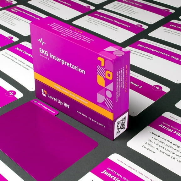 Level UP RN EKG Interpretation Flash Cards  for Nursing/EMT/Paramedic School (45 Cards)