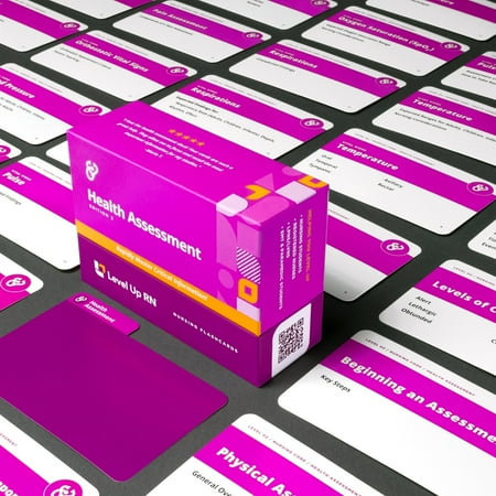 Level UP RN Health Assessment LPN RN Review Flash Cards–Essentials for Nursing School (82 Cards)