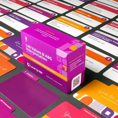 Level UP RN Lab Values & ABG Interpretation RN Flash Cards–Essential for Nursing School (89 Cards)