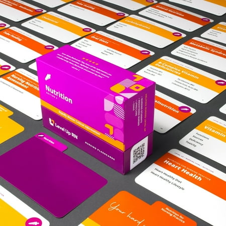 Level UP RN Nutrition LPN RN Review Flash Cards-Essential for Nursing School (82 Cards)