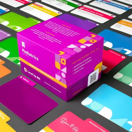 Level UP RN Pediatrics LPN RN Review Flash Cards – Essential Info for Nursing School (222 Cards)