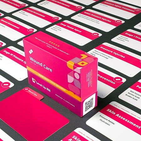 Level UP RN Wound Care LPN RN Review Flash Cards–Essential for Nursing School (58 Cards)