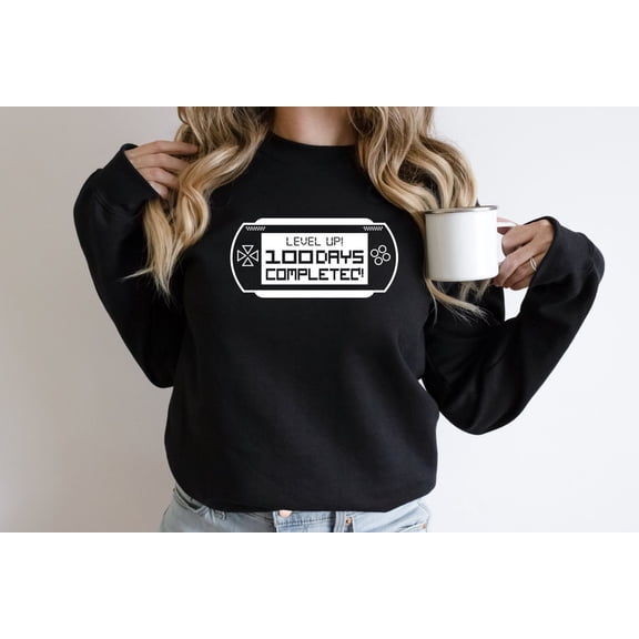 Level Up 100 Days Completed Gameboy 100th Day Of School Sweatshirt All Size S-5Xl