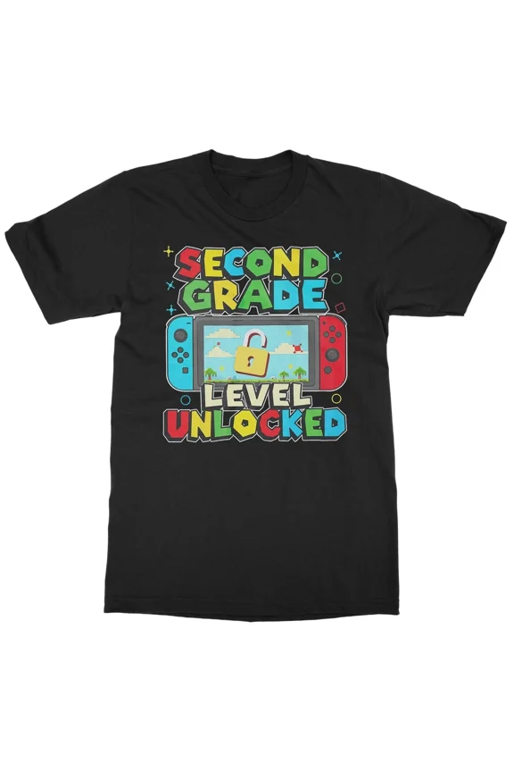 Level Up 2nd Grade Gamer Level Unlocked Back To School Unisex T-Shirt, S-5XL