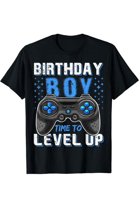 Level Up Birthday Boy Gamer T-Shirt - Classic Fit, Short Sleeve, Black