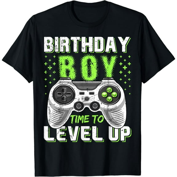 Level Up Birthday Boy Video Game T-Shirt - Classic Fit, Black, Kids Party Gift