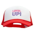 thumbnail image 1 of Level Up Embroidered Two Tone Polyester 5 Panel Foam Front Mesh Back Cap - White Red OSFM, 1 of 5