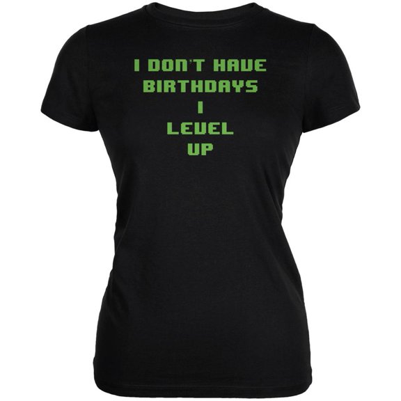 Level Up Gamer Birthday Black Juniors Soft T-Shirt - Small