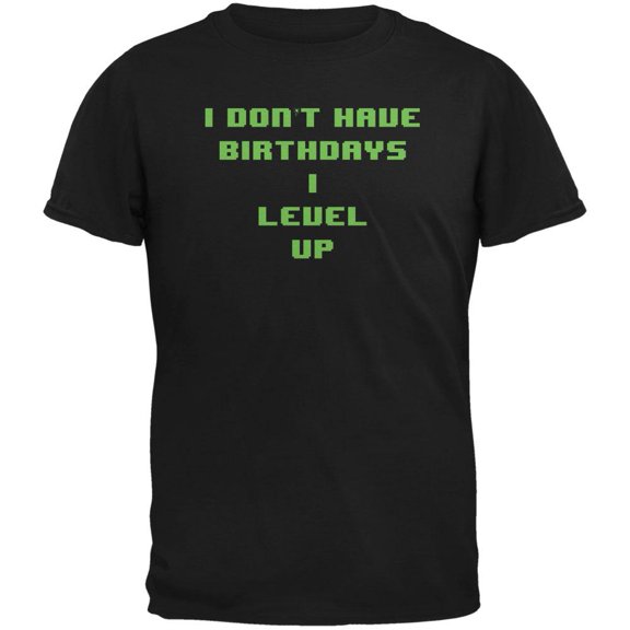Level Up Gamer Birthday Black Soft Adult T-Shirt - Small