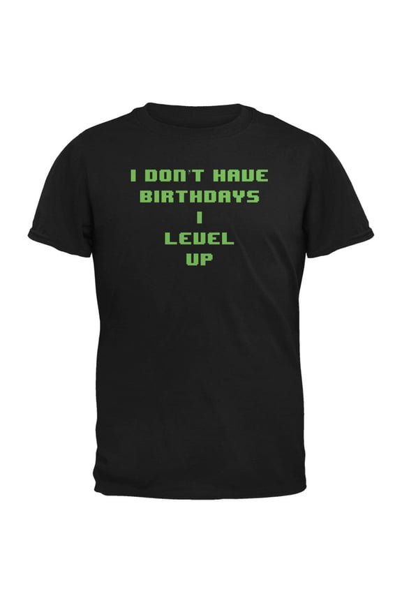 Level Up Gamer Birthday Black Soft Adult T-Shirt - Small