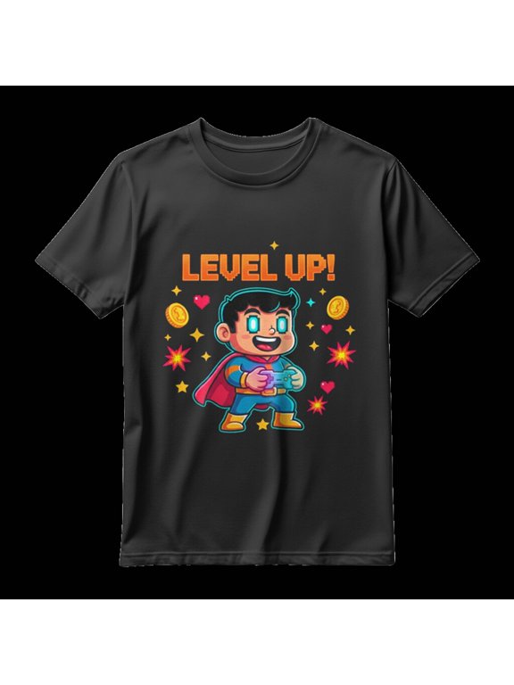 Level Up! Gamer Tee | Retro Pixel Art, Streamer-Friendly Indie RPG Meme , Sizes S-5XL - The Golden Shop