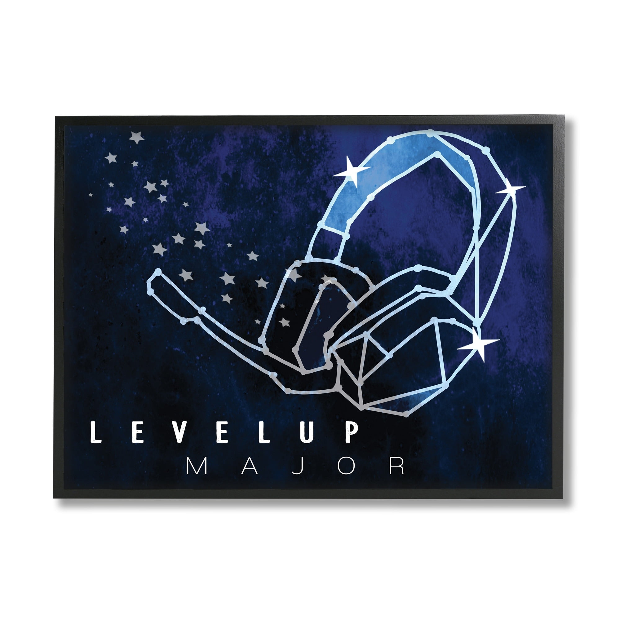 Level Up Major Gaming Quote Space Stars Headset 30 in x 24 in Framed Painting Art Prints, by Stupell Home Décor