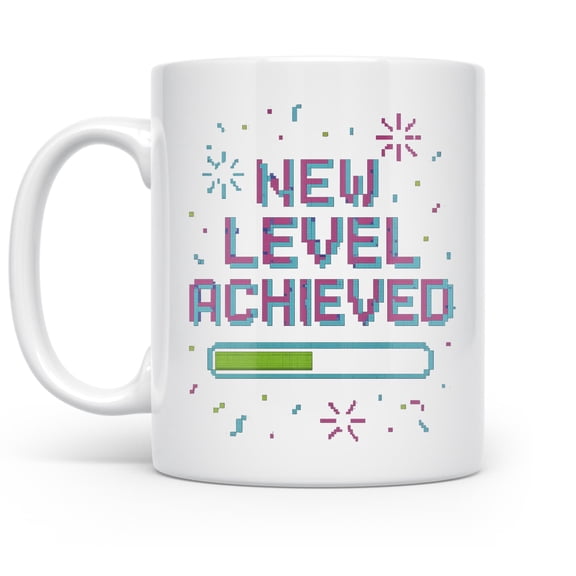 Level Up Retro Neon 11 oz Coffee Mug - Gamers White Ceramic Gift