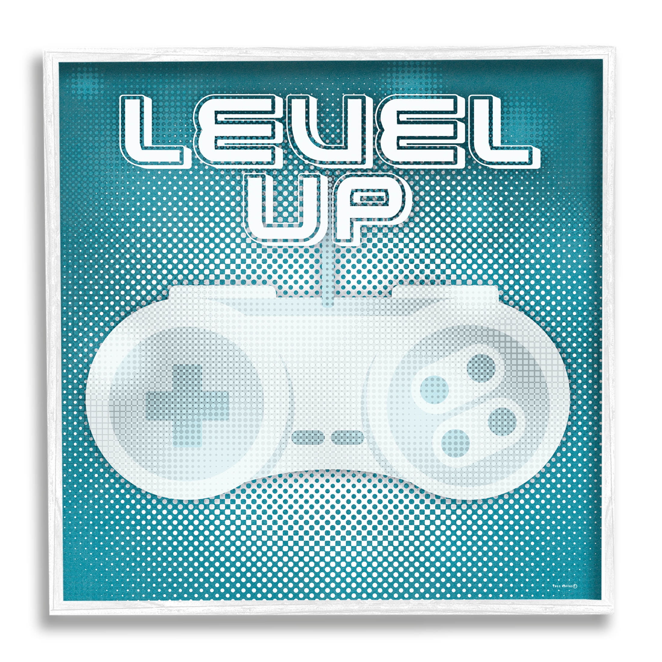 Level Up Vintage Controller Art for Kids Graphic Art White Framed Art Print Wall Art