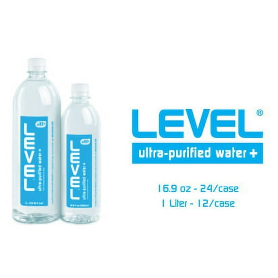 Level Water (Ultra-Purified Water+) 1L, Ionic Minerals Added For Taste and Hydration, 9.0+ pH, 12/case